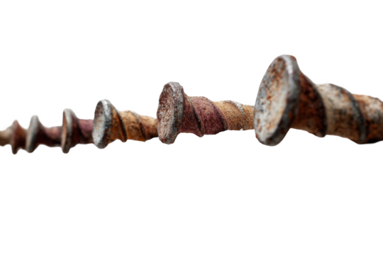 Rusty Iron Nails Close-up on Black Background