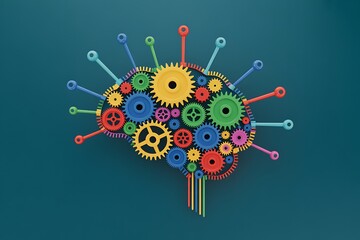 Fototapeta premium Brain gears concept artificial intelligence and innovation