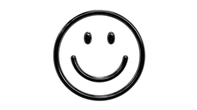 Illustration of a black smiley face isolated on transparent background
