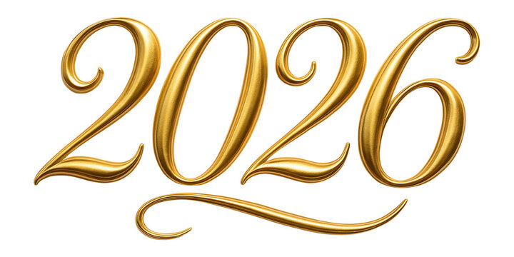 2026 year number in elegant gold script