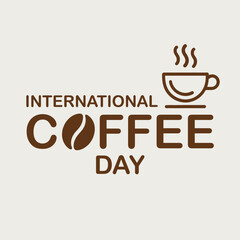 Celebrating international coffee day with a steaming cup of coffee in a minimalist design style