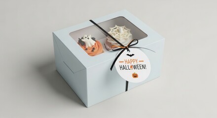 Delightful Halloween cupcakes in a charming box, perfect for spooky celebrations and festive treats for friends and family