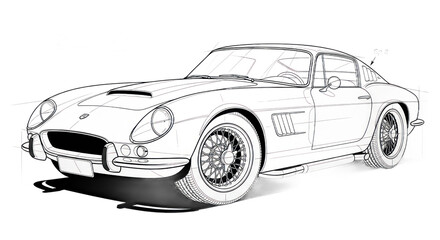 Naklejka premium Vintage car line drawing