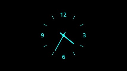 analog clock Seamless loop for presentation, interface 12 hours clock dial loop ticking animation, Minimal analog clock animation on transparent background with alpha channel with ticking hands - Powered by Adobe