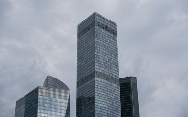 Fototapeta premium blue wall business buildings architectural background