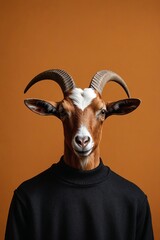 A quiet, elegant, and minimalist portrait of a pygmy goat in a serene setting, creating a sophisticated and unexpected still life.