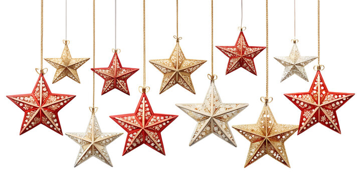 Golden Star Christmas Tree Topper for christmas decoration design on transparent background, Png
