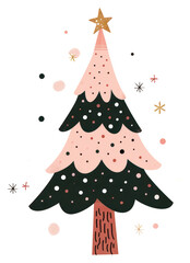 PNG Whimsical festive Christmas tree illustration