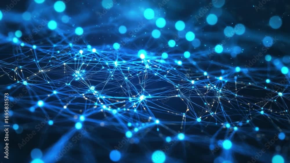 Wall mural abstract digital network background with glowing connections and blue lights creating a futuristic a