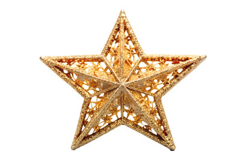 Fototapeta premium Golden Star Christmas Tree Topper for christmas decoration design on transparent background, Png 