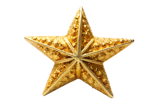 Golden Star Christmas Tree Topper for christmas decoration design on transparent background, Png
