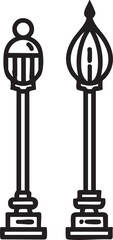 Vector illustration of vintage street lights, lamp post clipart eps silhouette