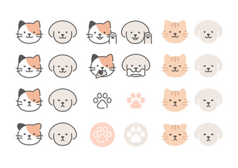 猫と犬　アイコンマークセット
