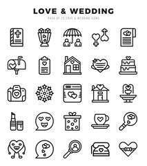 icons set. Love & Wedding for web. app. vector illustration.