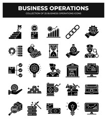 Collection of 25 Business Operations Icons: Management. Finance. and Growth