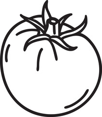 Tomato vector illustration: black and white outline, simple drawing eps silhouette