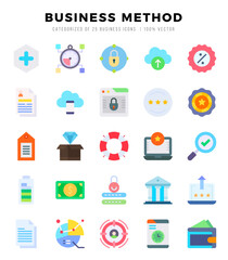 Business Method icons Pack. Flat icons set. Business Method collection set. Simple vector icons.