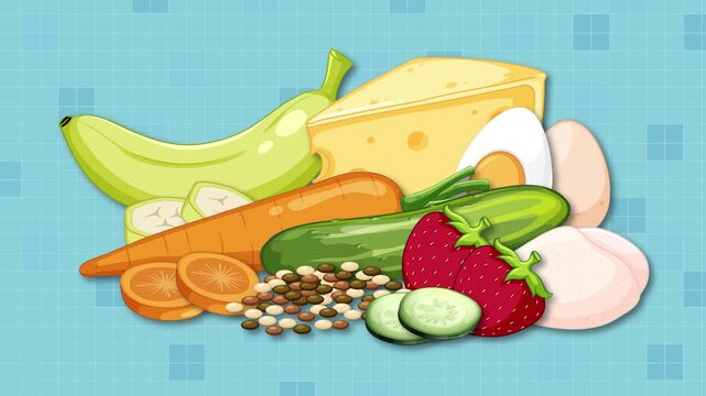 Low FODMAP Food Group Animation on Blue Background