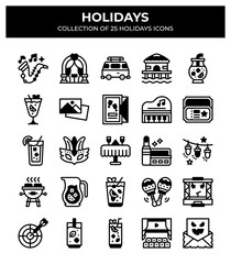 Holidays. Collection of 25 Unique Holiday Icons
