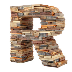 Fototapeta premium Three Dimensional Wooden Letter R with Varied Texture