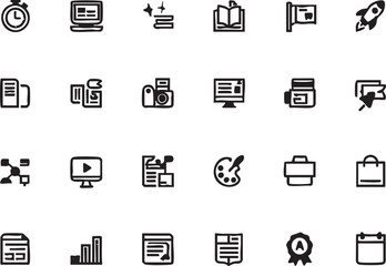 Vector icons set: business, education, design, and technology elements eps silhouette