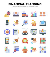 Financial Planning Icons. A Collection of 25 Essential Business Icons