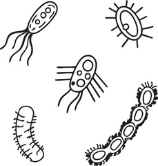 Bacteria vector illustration: black and white microorganism clipart eps silhouette