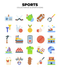 Collection of 25 Sports Icons. Colorful Flat Design