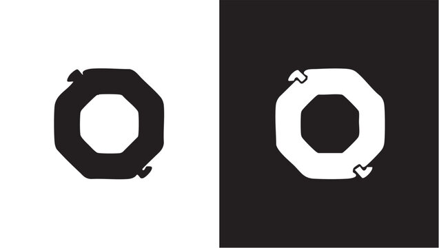 Octagon shape vector: black and white geometric design element eps silhouette