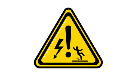 Warning sign alerts to electrical hazard and slip risk, ensuring safety compliance and accident prevention