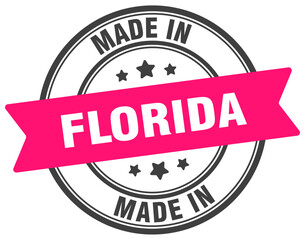 Made in Florida round sign. Made in Florida stamp.