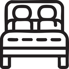 Double bed icon vector: couple sleeping, hotel room, accommodation symbol eps silhouette