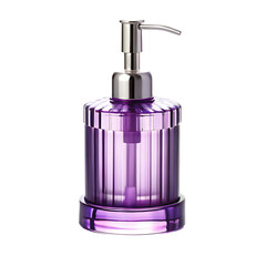 Obraz premium Purple glass soap dispenser with silver pump isolated on a transparent background