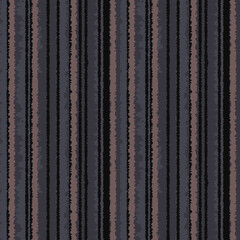 Seamless abstract vector pattern with vertical textured stripes in dark gray, black, and brown tones. Modern grunge design for fabric, wallpaper, and wrapping paper