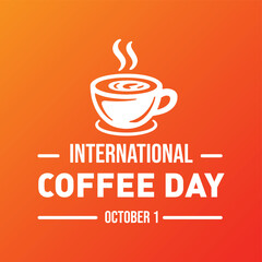 Celebrating international coffee day on october first with a steaming cup on an orange background