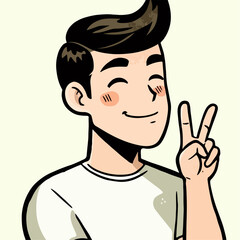 cartoon illustration of a handsome man posing 