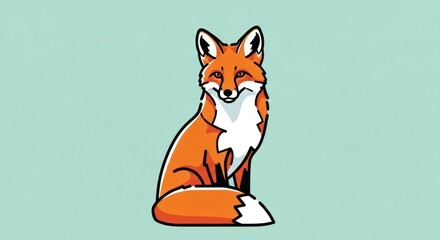 Cute sitting fox illustration