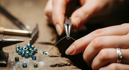 Close-up Hands Crafting Jewelry.