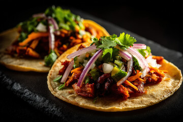 Close-up of delicious tacos with fresh ingredients, perfect for a tasty meal