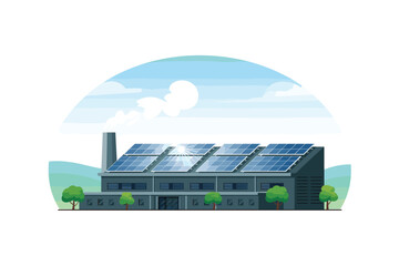 Eco-Friendly Factory with Solar Panels: Sustainable Energy and Green Manufacturing in a Modern Facility, Promoting Renewable Resources and Environmental Responsibility, Clean Energy Technology