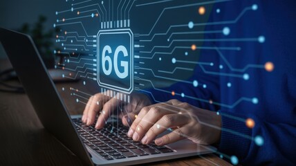 6G Network Technology on Laptop Computer
