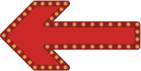 Obraz premium Red arrow sign with light bulbs