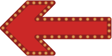 Red arrow sign with light bulbs