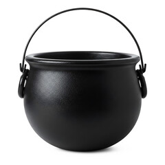 Black cauldron with handle for cooking or decoration purposes  