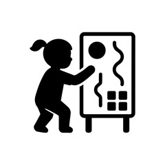 Girl Drawing Board Play Icon