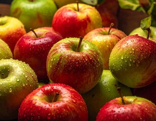 Fresh Apples - Colorful apple assortment. Ideal for food photography, ads, and seasonal themes.