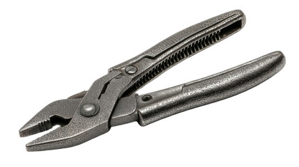 Obraz premium Close-Up View of Grey Metal Pliers on Black Background