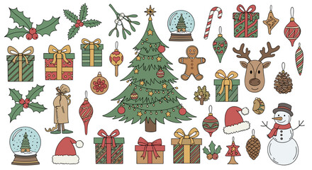 Obraz premium A festive christmas collection featuring trees gifts and holiday icons