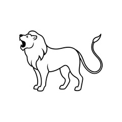 Lion roaring outline standing side profile