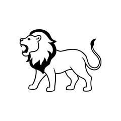 Illustration of a roaring lion outline art